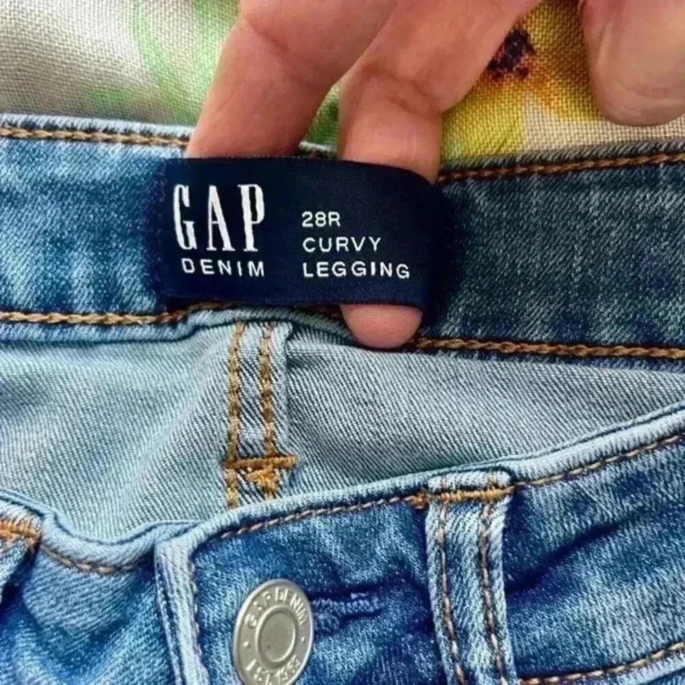 Gap Denim Curvy Leggings Mid‎ Rise Jeans Medium Indigo Women's Size 28R - Picture 5 of 8